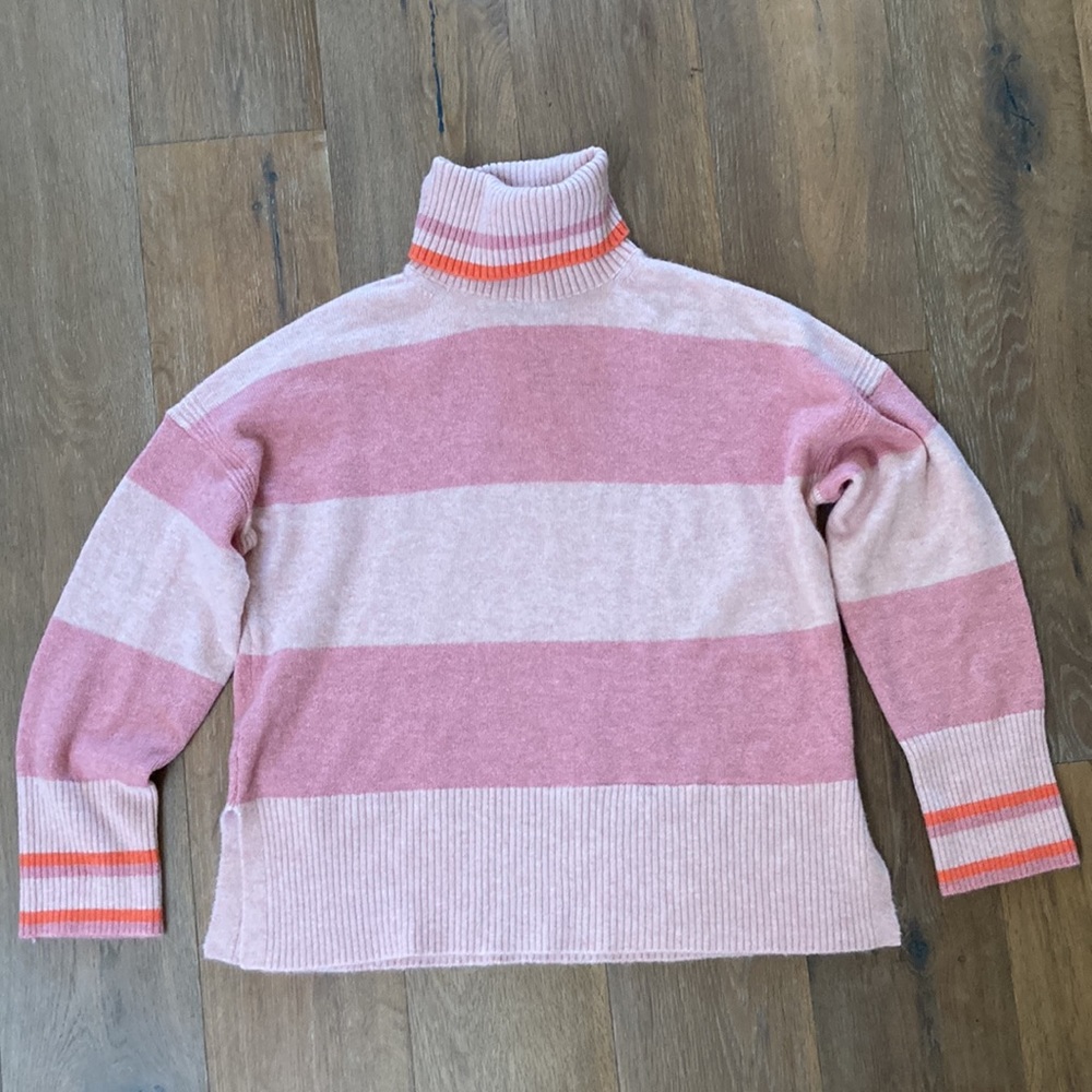 JCrew Striped Turtleneck Sweater in Supersoft Yarn